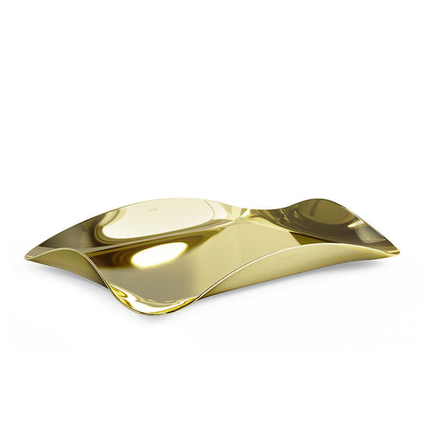 Bandeja decorativa Wave Umbra dourada - 30 x 23 cm