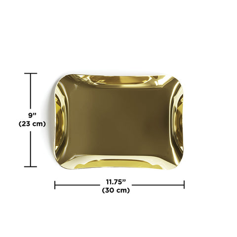 Bandeja decorativa Wave Umbra dourada - 30 x 23 cm