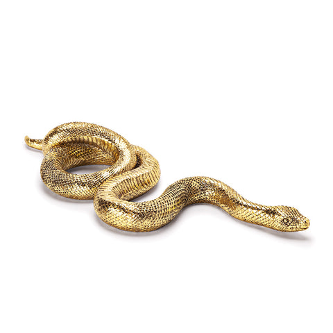 Serpente decorativa em resina - dourada